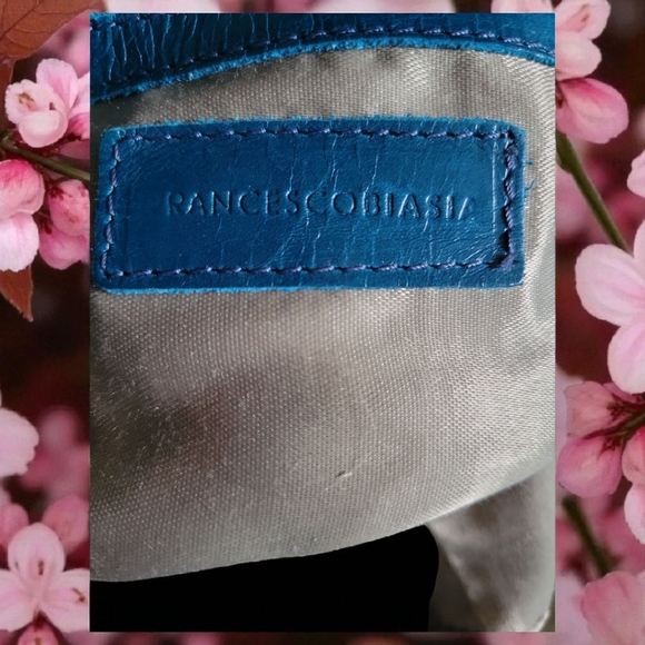 Vtg Francesco Biasia Teal Leather Hand Bag Purse Flap Lock Silver Hardware Italy - Picture 13 of 15